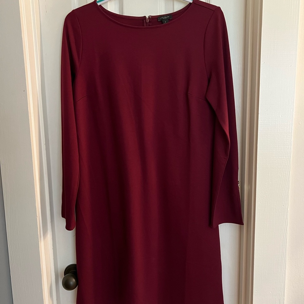 Ann Taylor Factory Deep Red Long Sleeve Dress